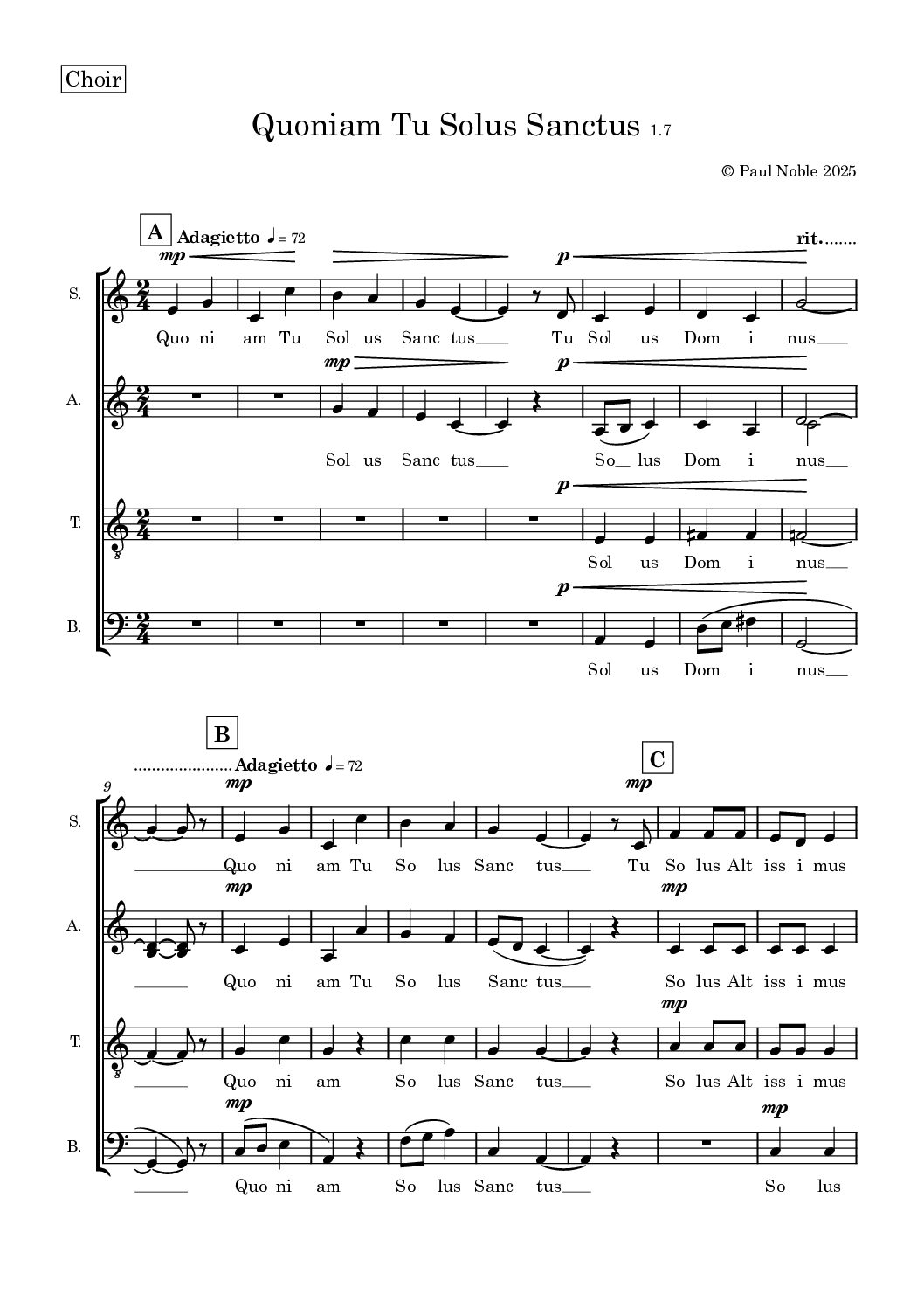 01 - Choir - Quoniam Tu Solus Sanctus